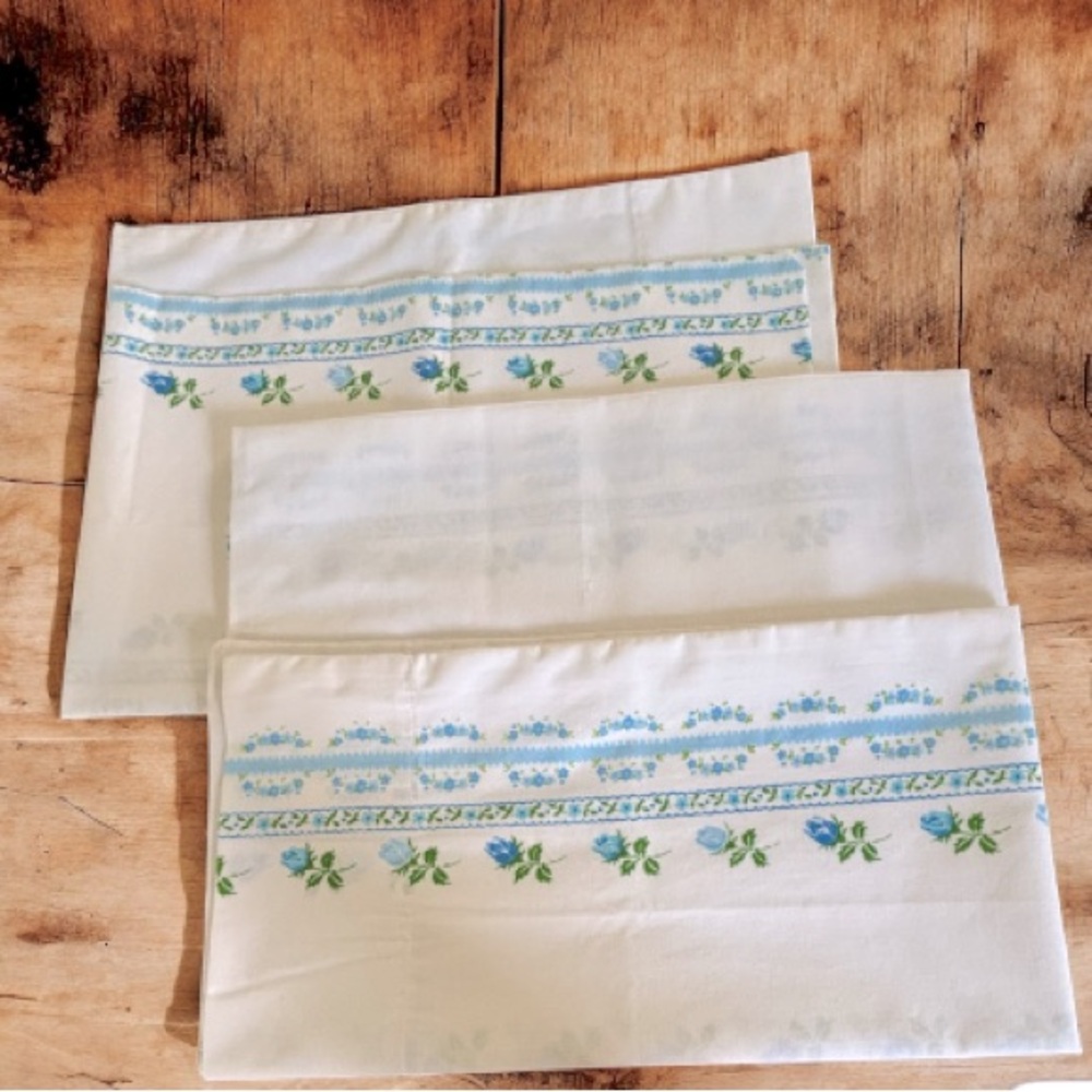 Vintage Rose Blue & White Pillowcases